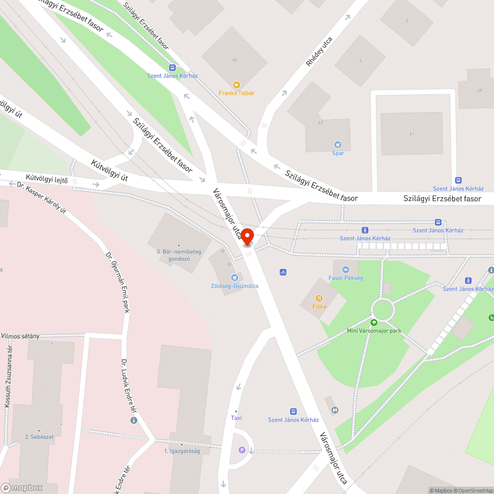 Városmajor utcai kátyú bejelentés helye