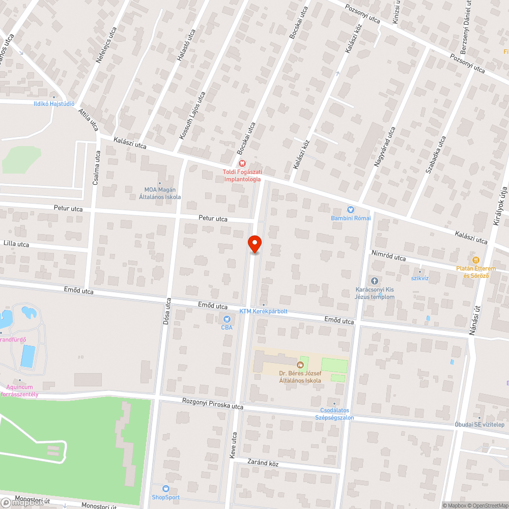 Úthiba bejelentés helye