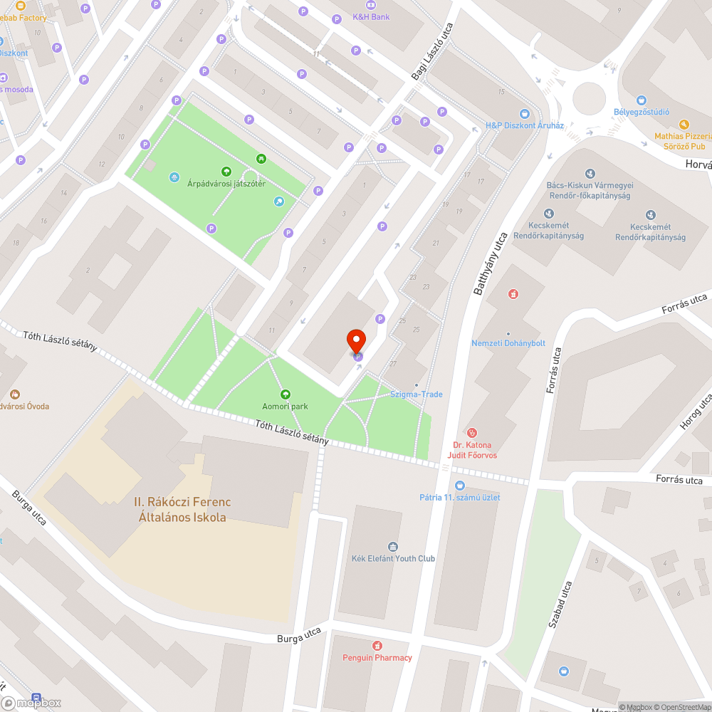 Kátyús parkoló bejelentés helye