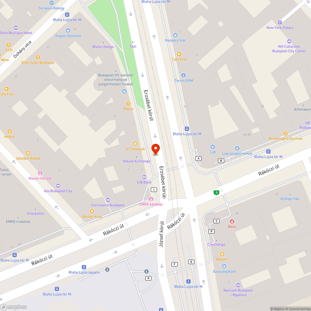 Kerékpársáv és az autók (Erzsébet körút) bejelentés helye