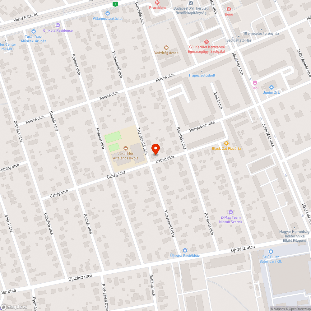 Koszos, hordalékos úttest bejelentés helye