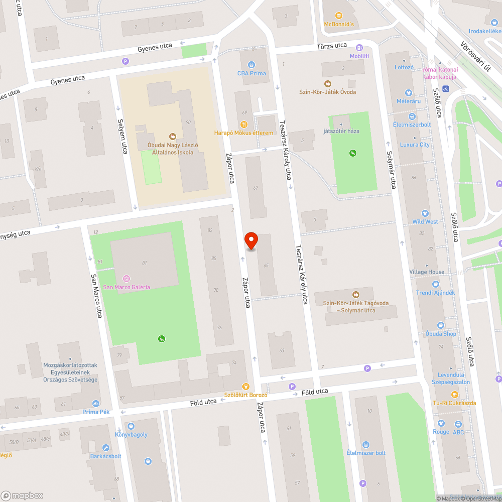 3.ker Zápor utca 67 és Teszársz Károly 3. Fenyőfák maradtak bejelentés helye