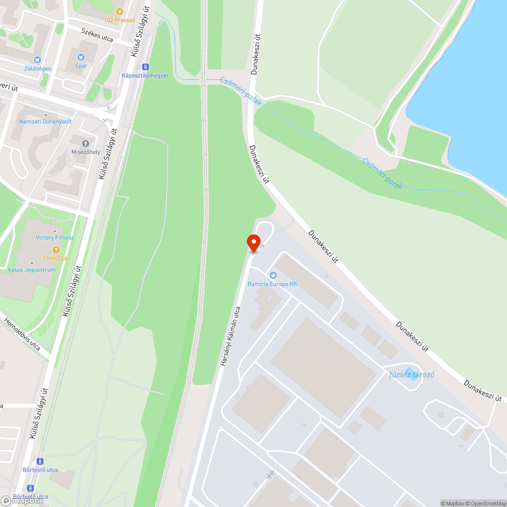 Kátyús útszakasz és buszforduló bejelentés helye
