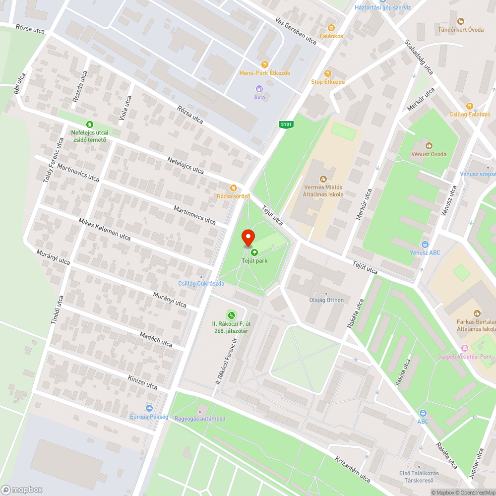 Tejút park játszótéri takarítás bejelentés helye