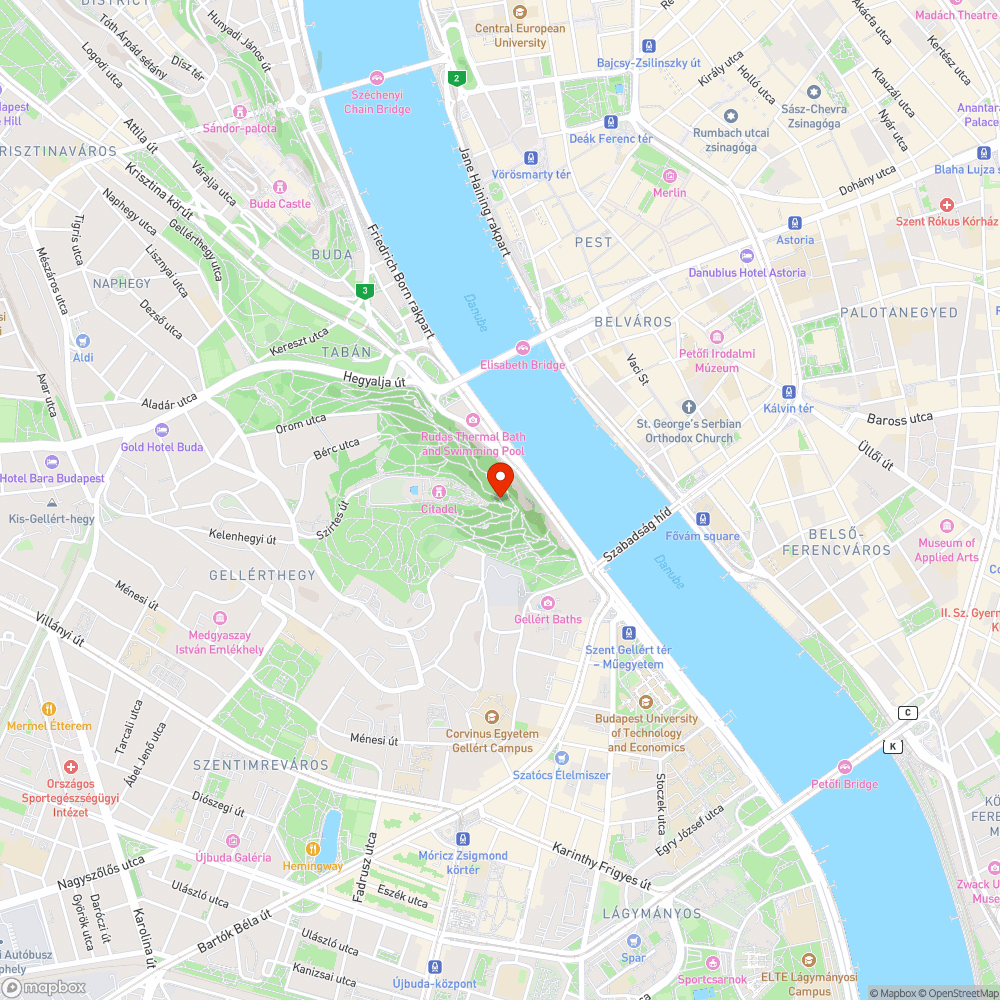 Kiszáradt fák a Gellért hegyen bejelentés helye