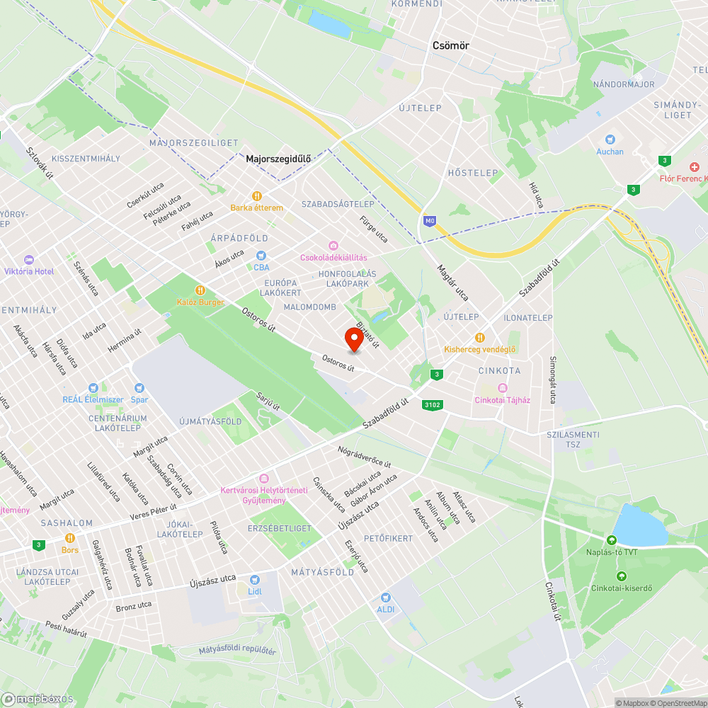 Kátyúk a Bóbitás úton bejelentés helye