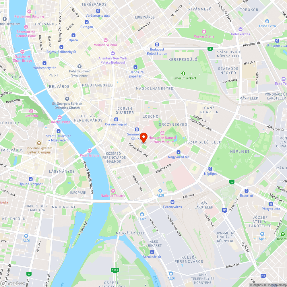 Tűzoltó utca - Lenhossék utca tükör elmozdult bejelentés helye