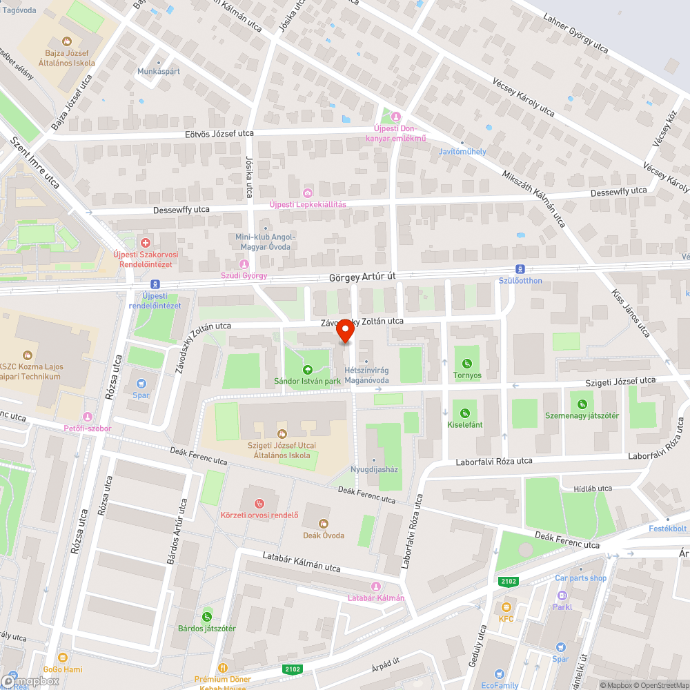 Elhagyott autó bejelentés helye