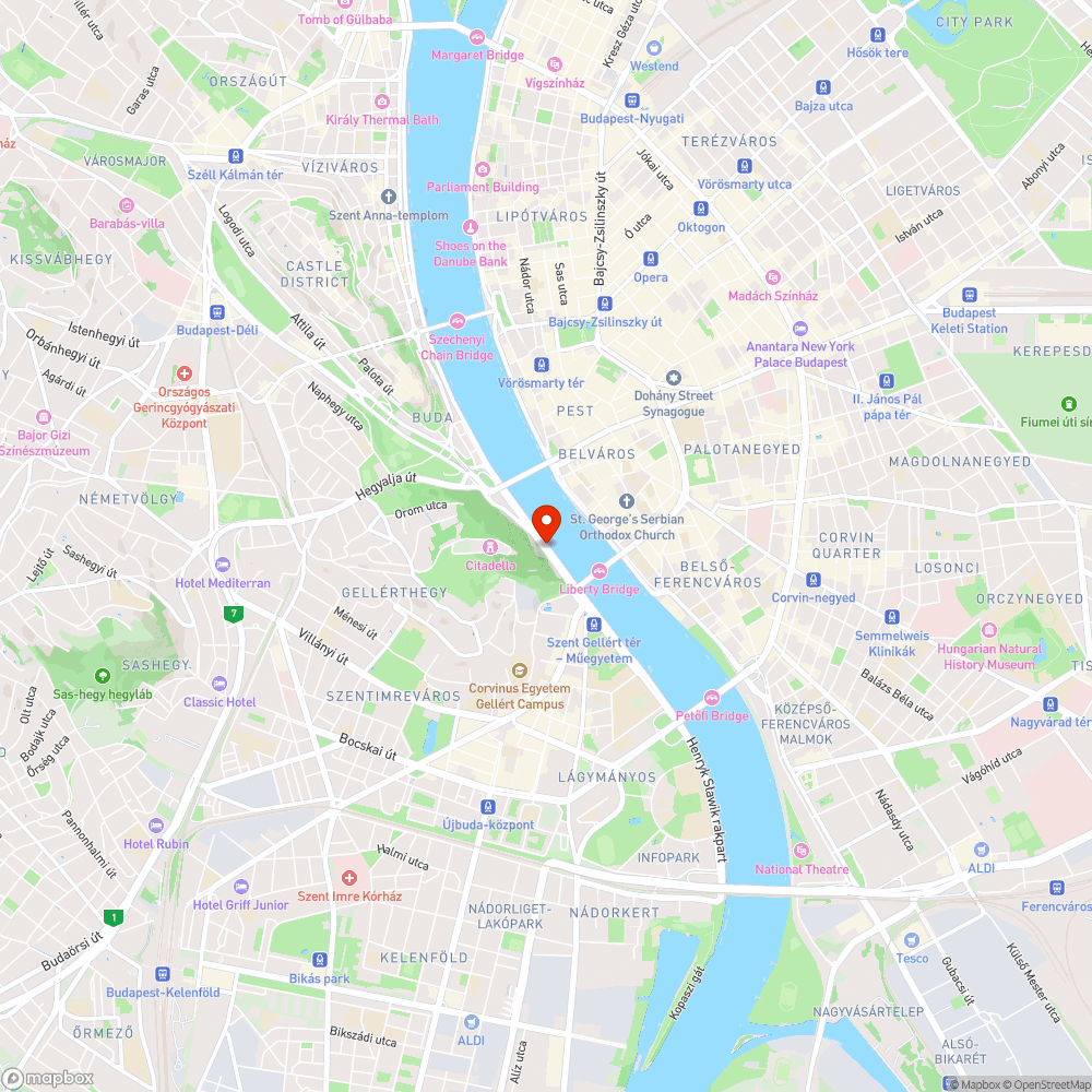 Nagy pocsolya a Gellért rakpart melletti gyalogos/kerékpárúton bejelentés helye