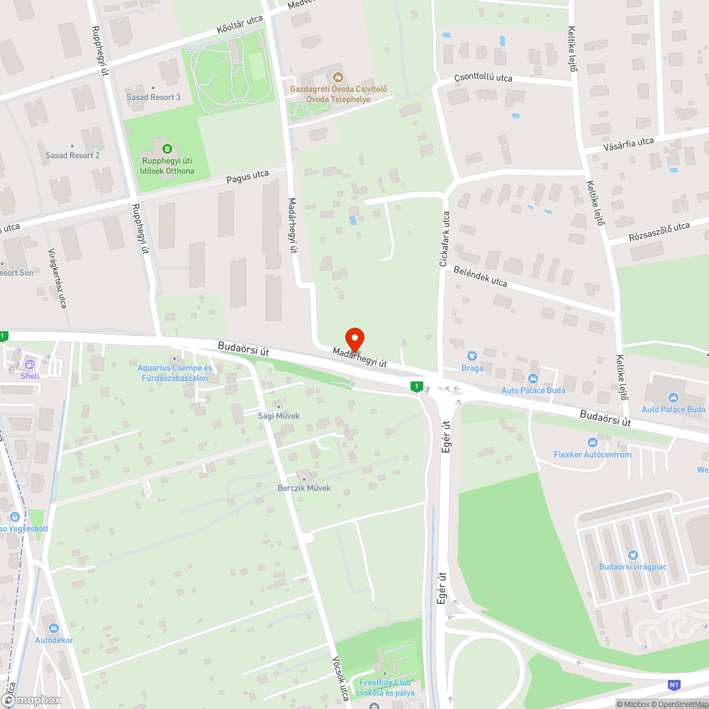 Budaörsi úti kerékpár út, belógó ágak bejelentés helye