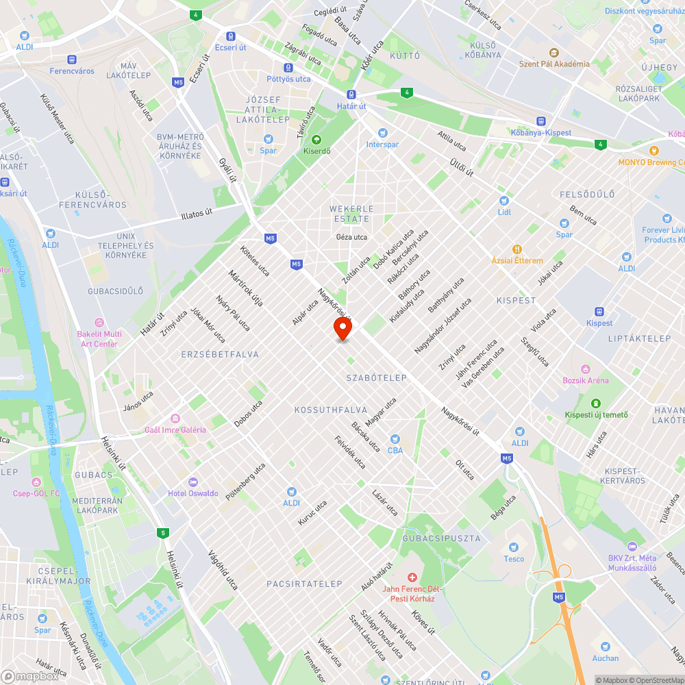 M Nagykőrösi út (Kőbánya felé) bejelentés helye