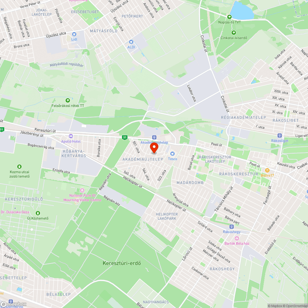 Kátyú bejelentés helye