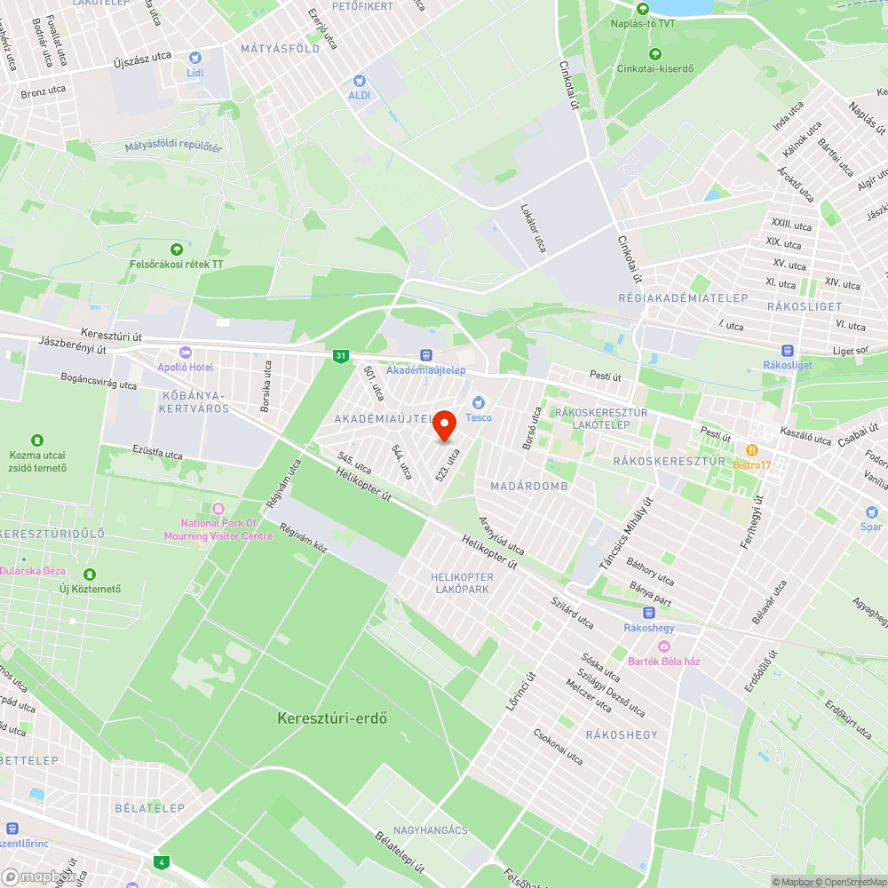 Zöld alagút az 516. utcában... bejelentés helye