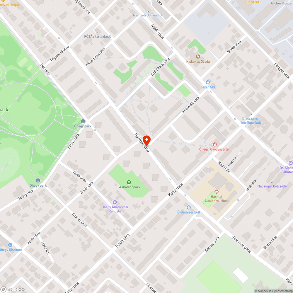 Halvány, megdőlt "Behajtani tilos" - Harmat utca bejelentés helye