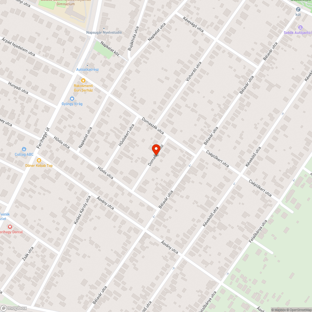 Kátyúk a Domaszék közben bejelentés helye