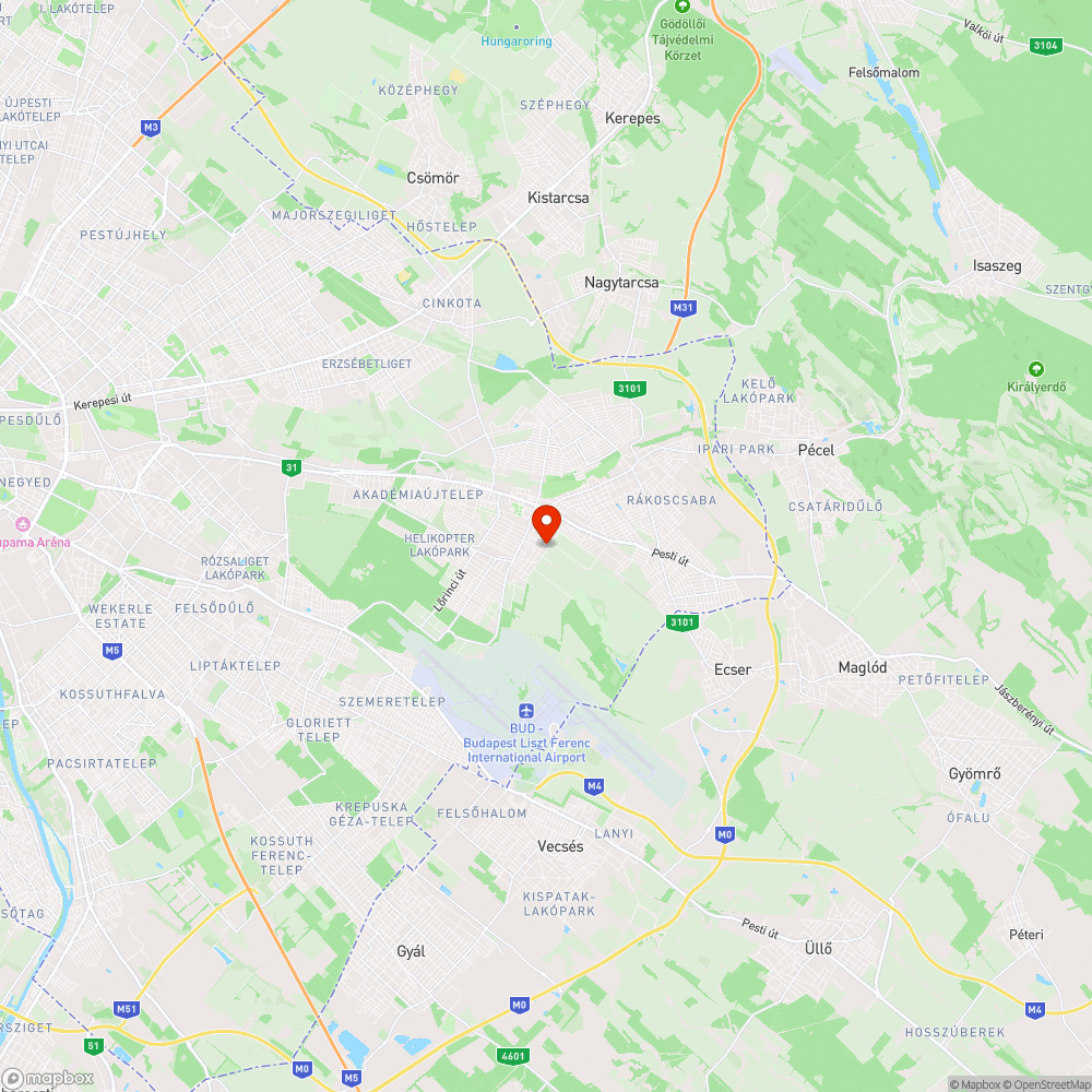 Cséplőkert utca kátyúi bejelentés helye