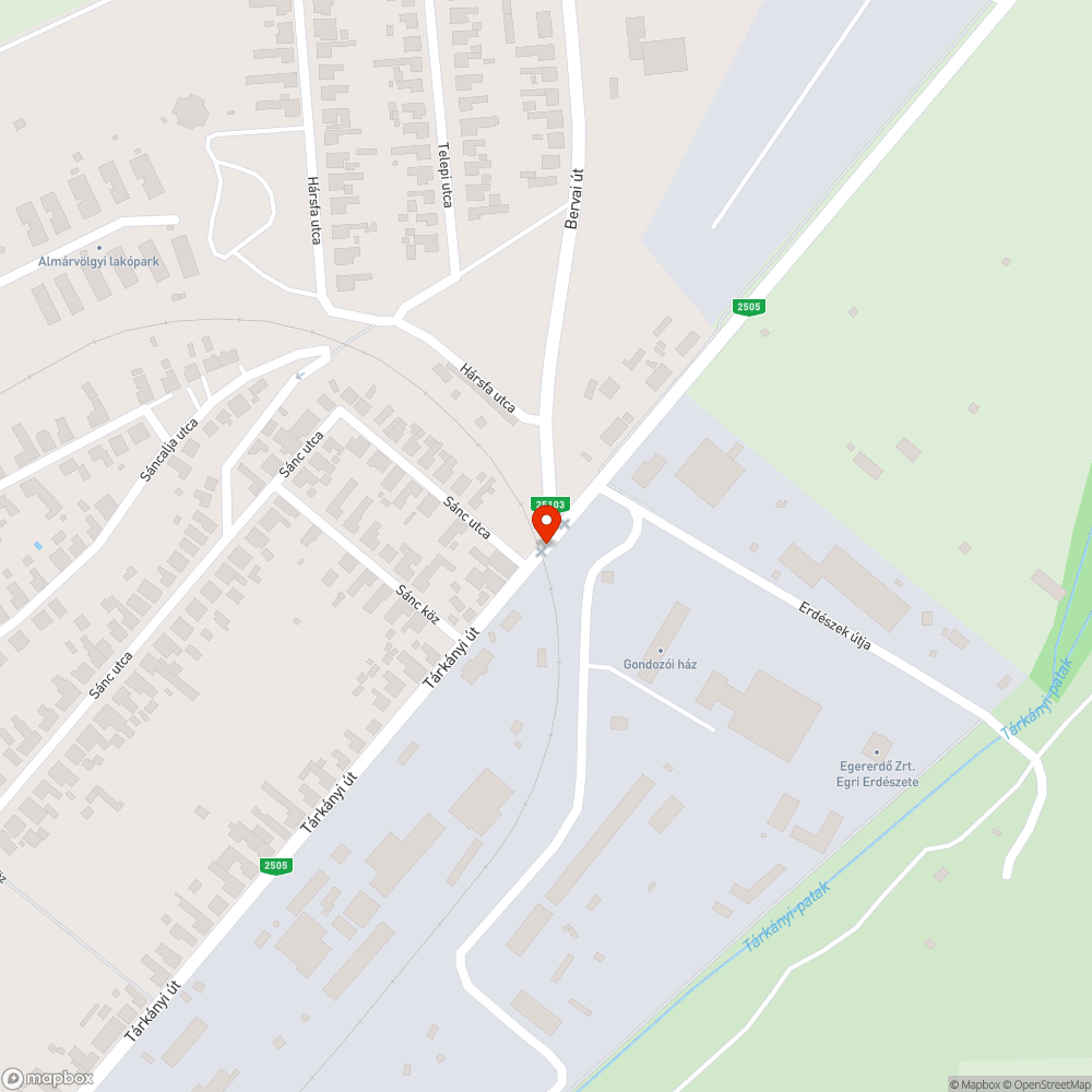 Eger-Felsőtárkány közötti vasúti átkelő bejelentés helye