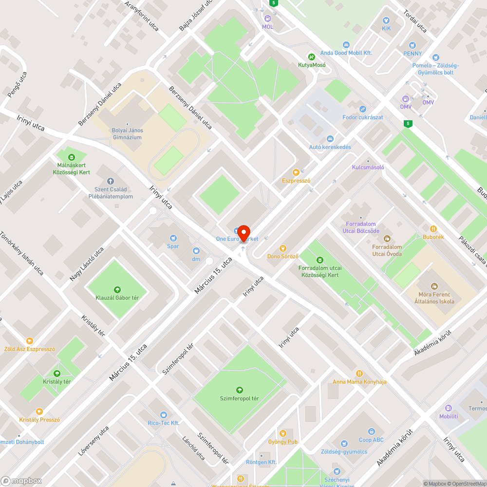 Félig elvégzett járda/kerékpárút javítás a Március 15-e utcában bejelentés helye