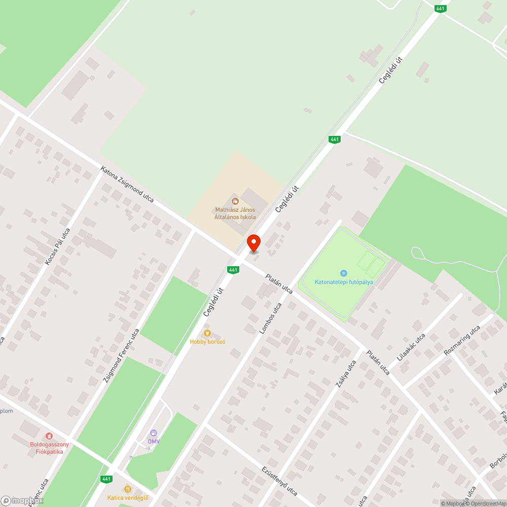 Kátyú a Platán utcában bejelentés helye