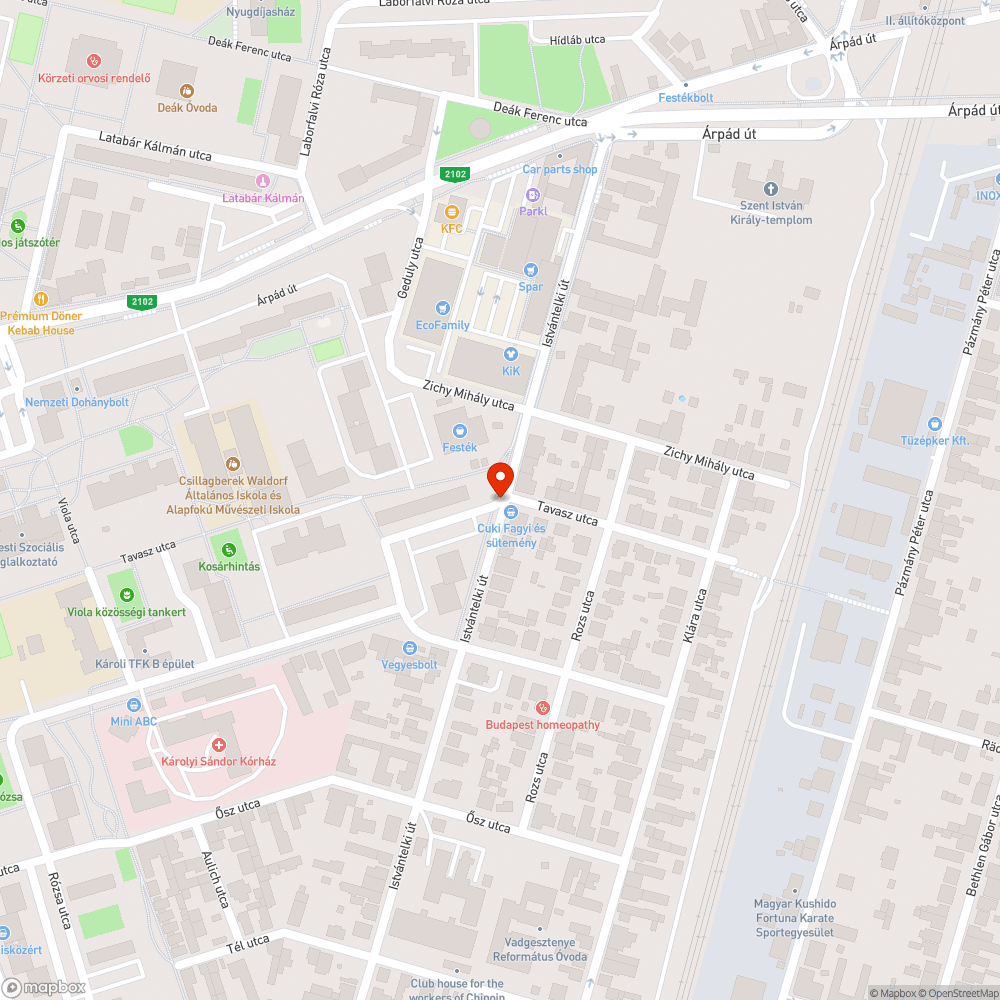 Kátyú, úthiba a járda mellett bejelentés helye