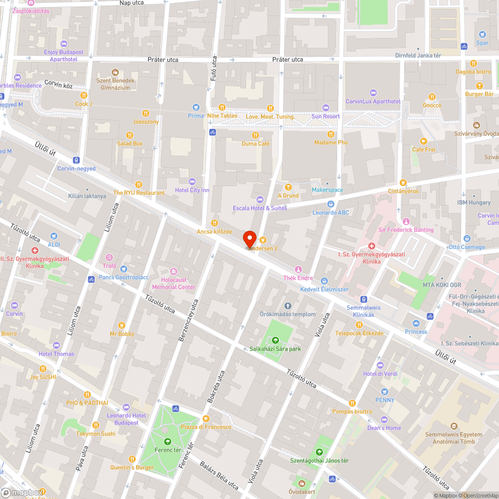 Magányos poller az Üllői úton bejelentés helye