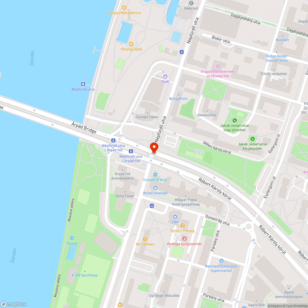 Kátyú a Váci úti felüljárón bejelentés helye