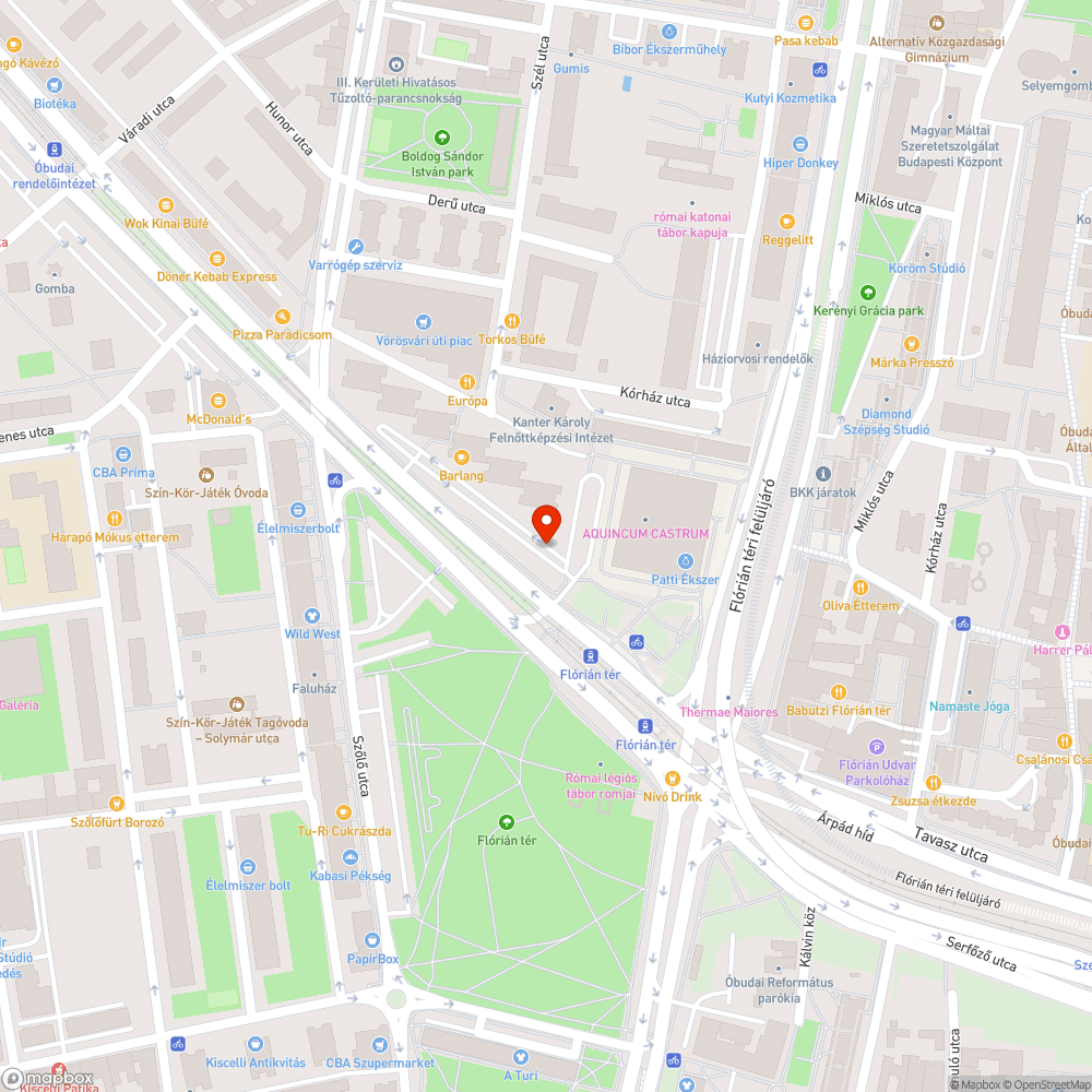 Fa által felnyomott járda a Flórián térnél bejelentés helye