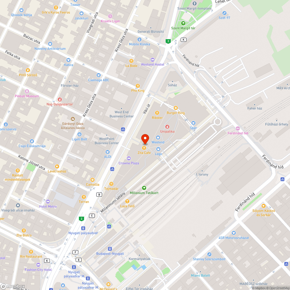 Westend vészkijárat bejelentés helye