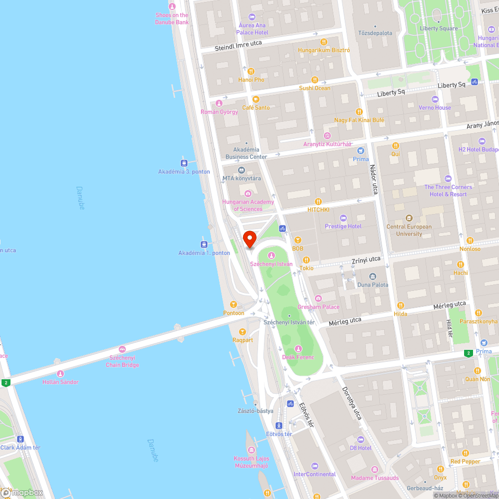 V. kerület Széchenyi István tér 2-es villamos megálló bejelentés helye