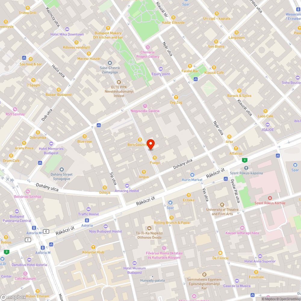 Javítandó burkolat a Kazinczy utcában bejelentés helye