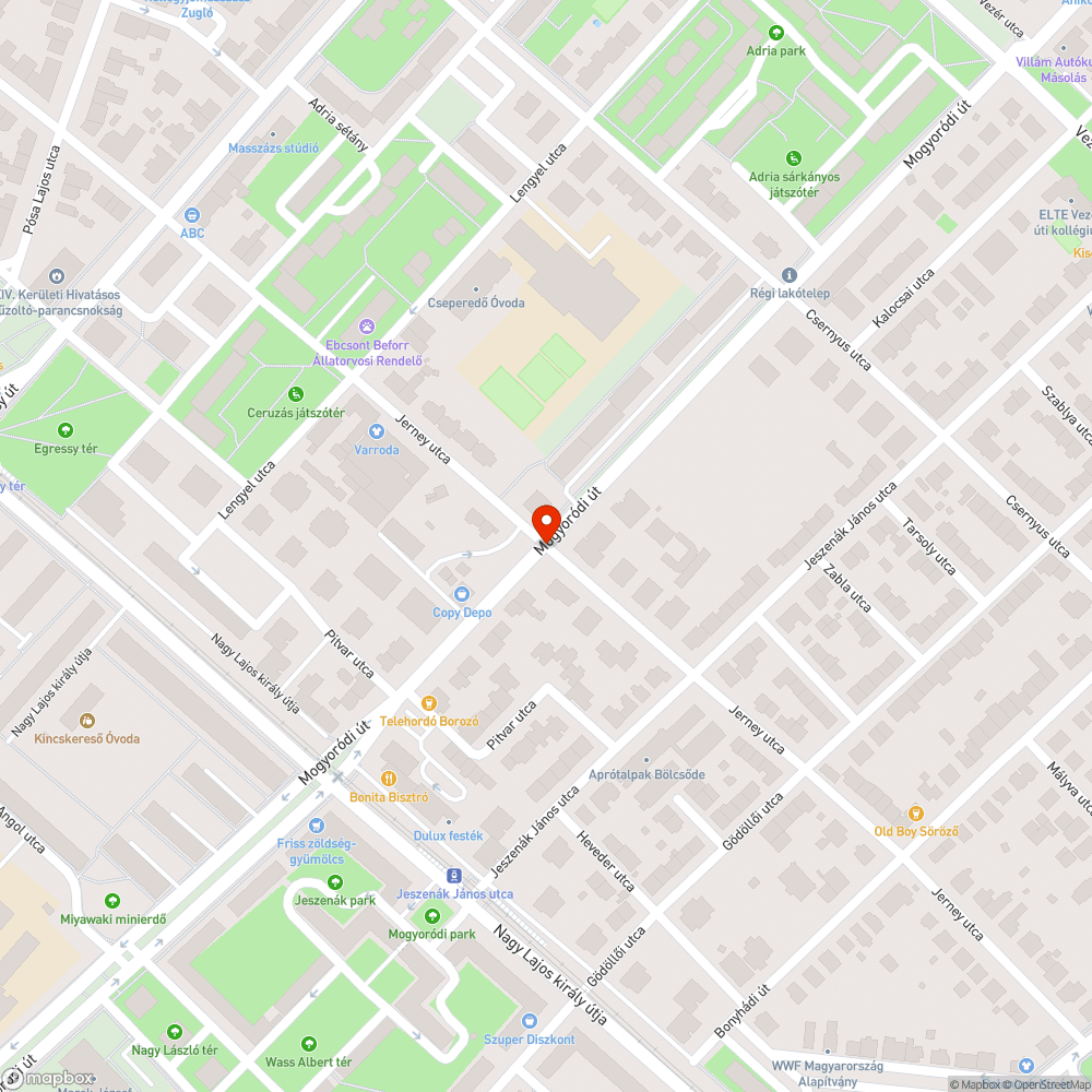 Kátyúk a Mogyoródi út - Jernei utca kereszteződésben bejelentés helye