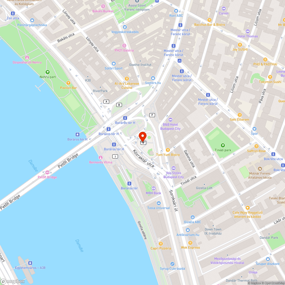 Boráros téri Futár kijelző bejelentés helye