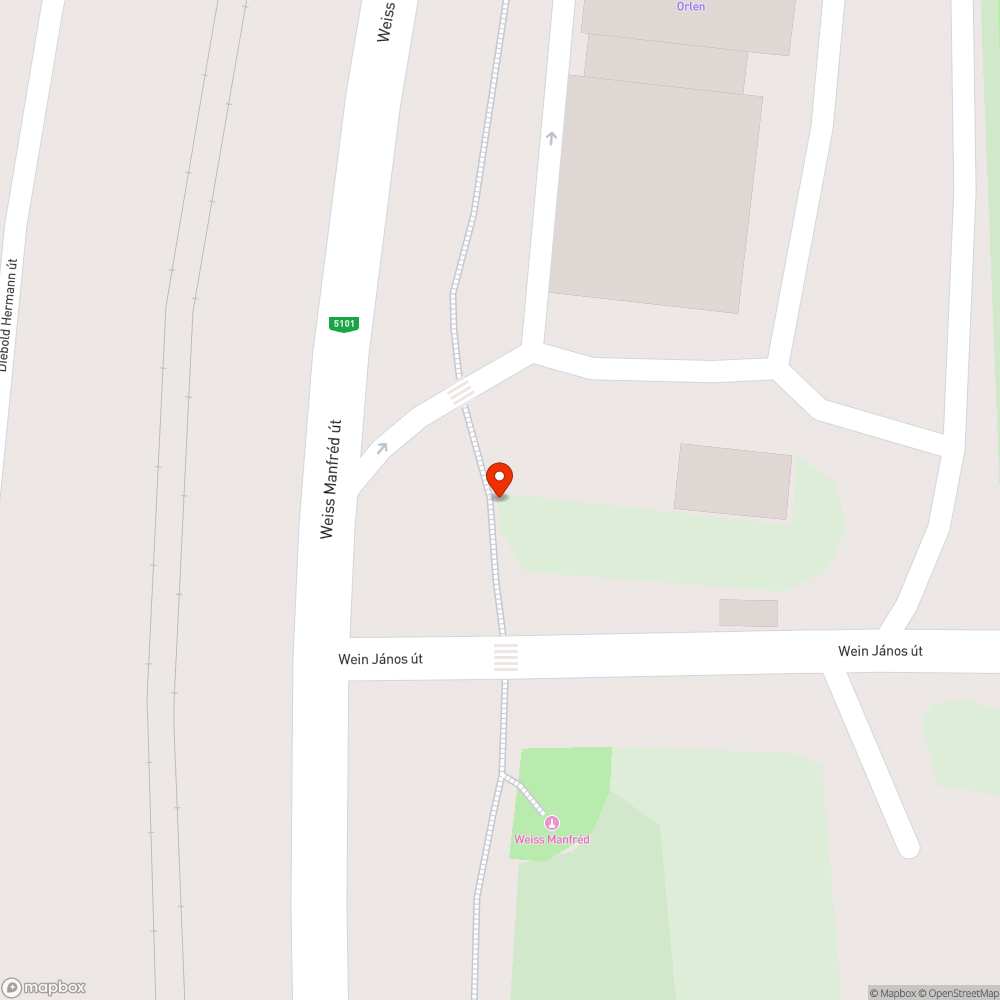 Weiss Manfréd úti MOL benzinkút kerékpáros átvezetése bejelentés helye