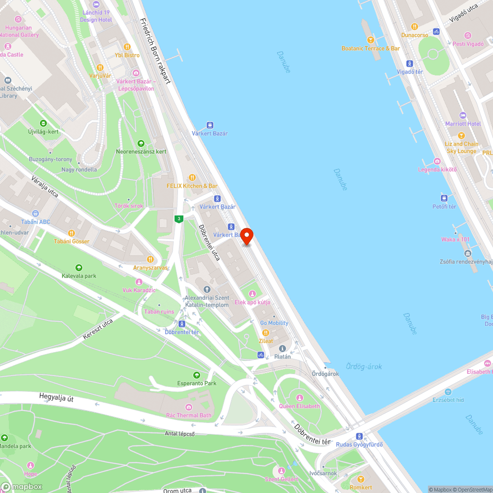 Kidőlt korlát a Várkert rkp.-on a bicikli úton a Fogas utca környékén bejelentés helye