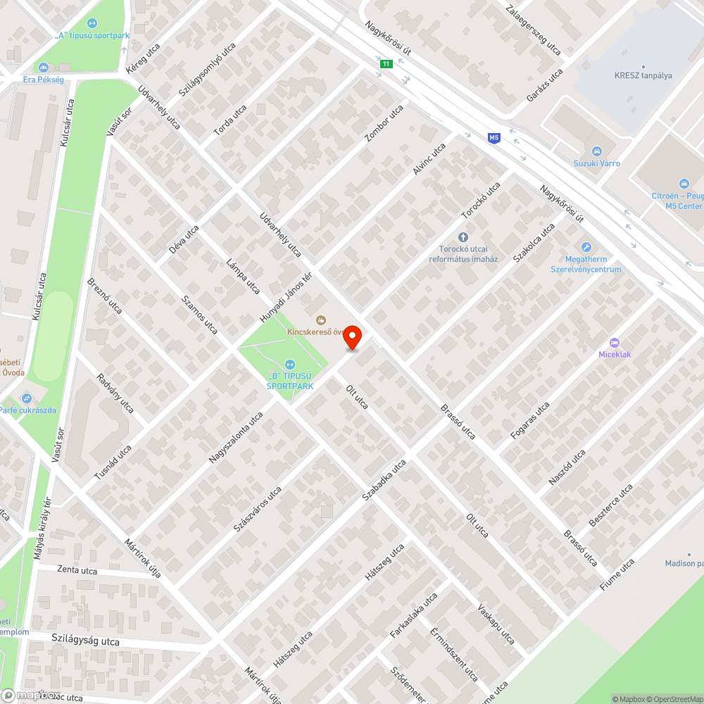 Úthiba bejelentés helye