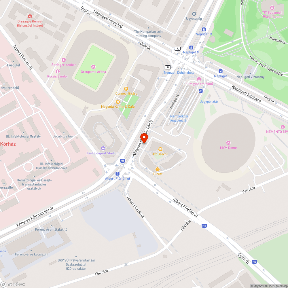 Kátyú a Népliget Center előtti buszmegállónál bejelentés helye