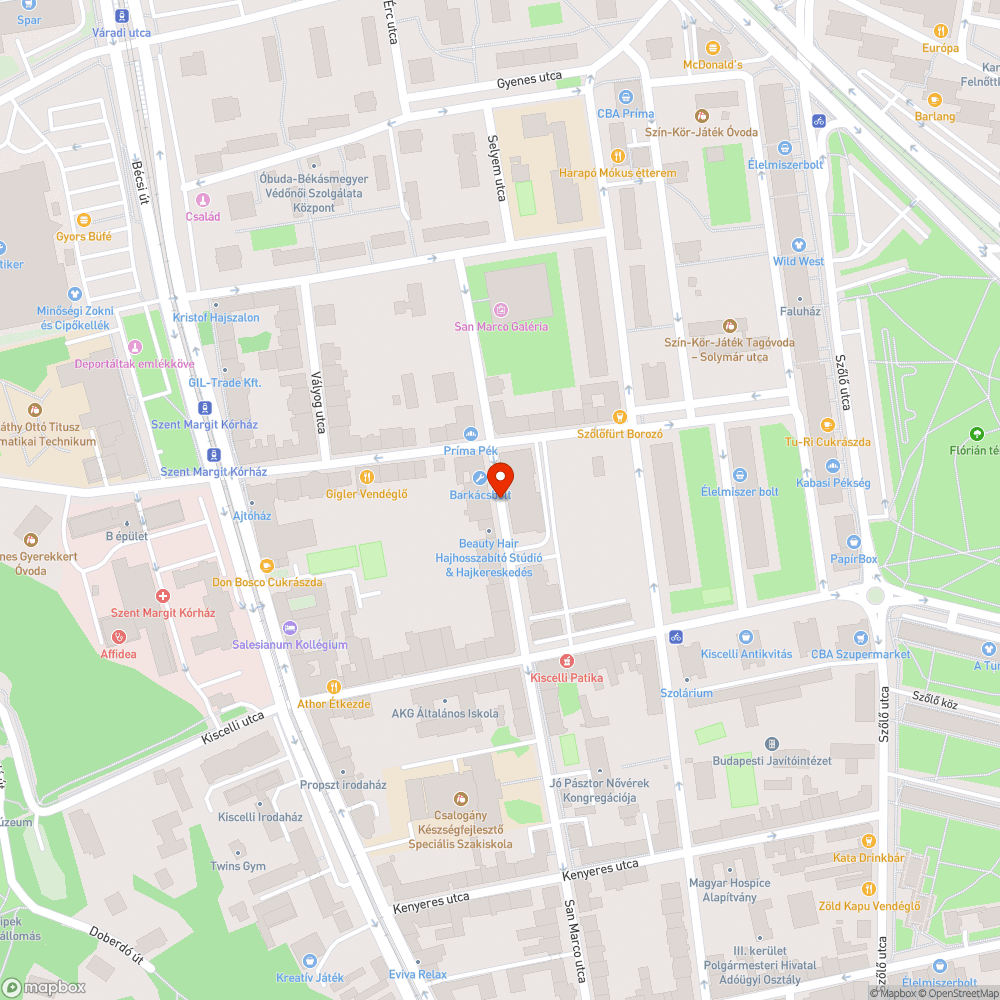 Kátyúk a San Marco utcában bejelentés helye