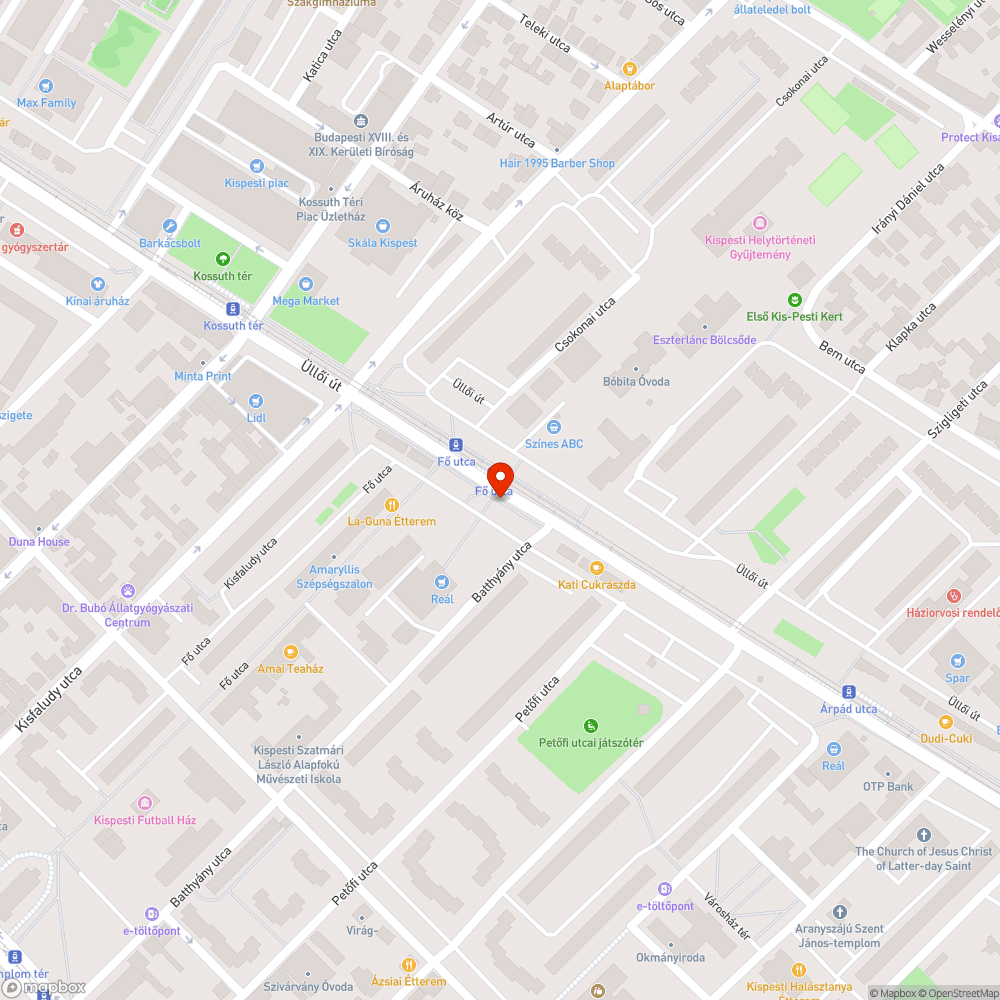 Kipusztult fa a fő utcai villamosmegállónál bejelentés helye