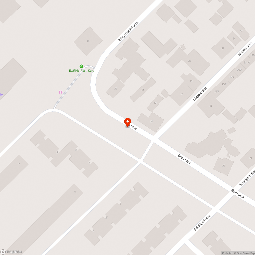 Kiszáradt fa a Bem utca 28 szám előtt bejelentés helye