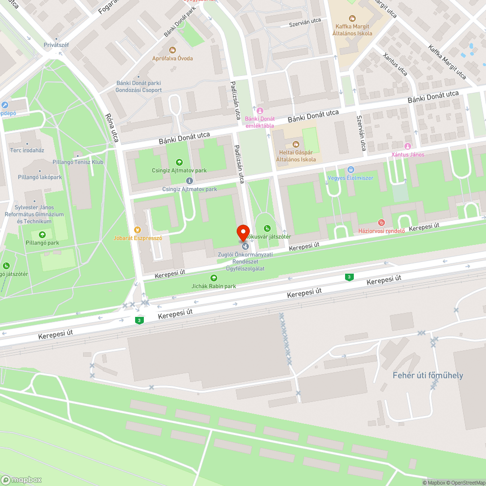 Kátyú bejelentés helye