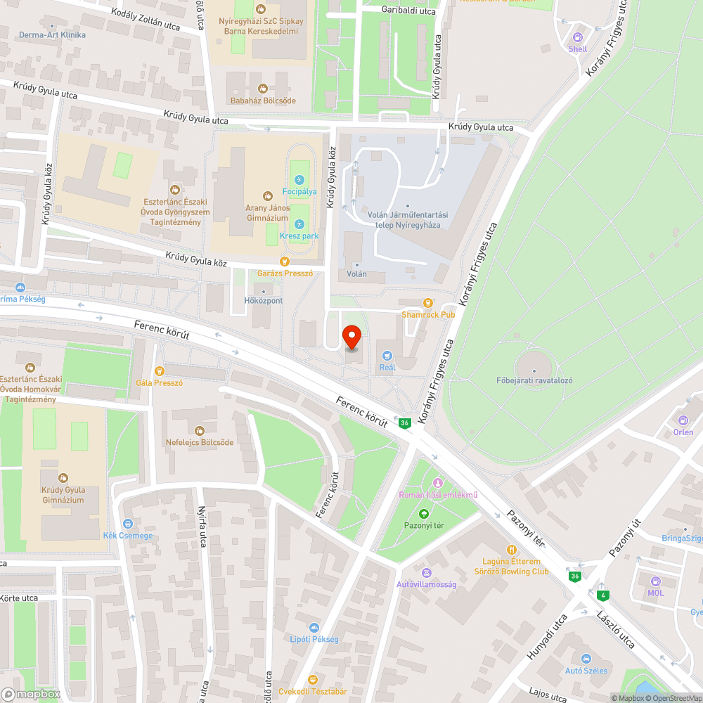 Parkoló bejelentés helye