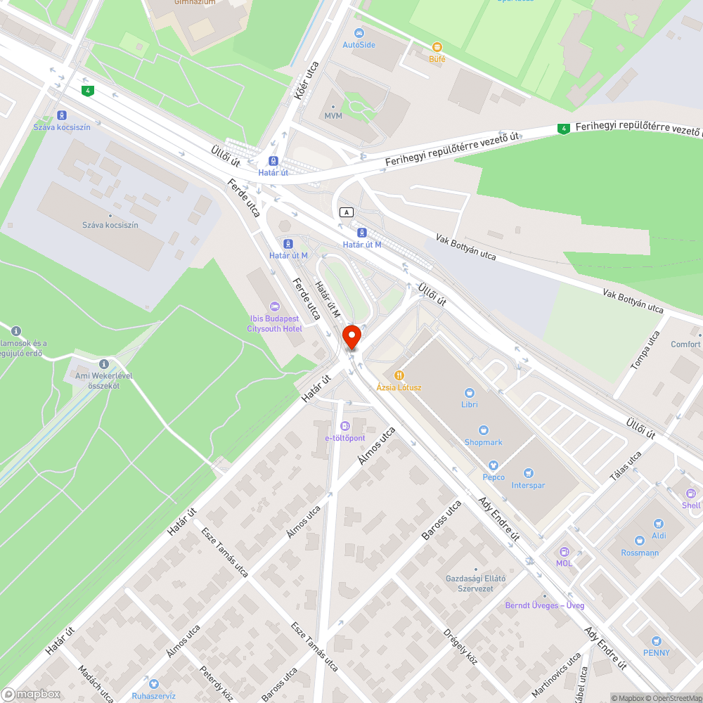 Veszélyes járdasziget bejelentés helye