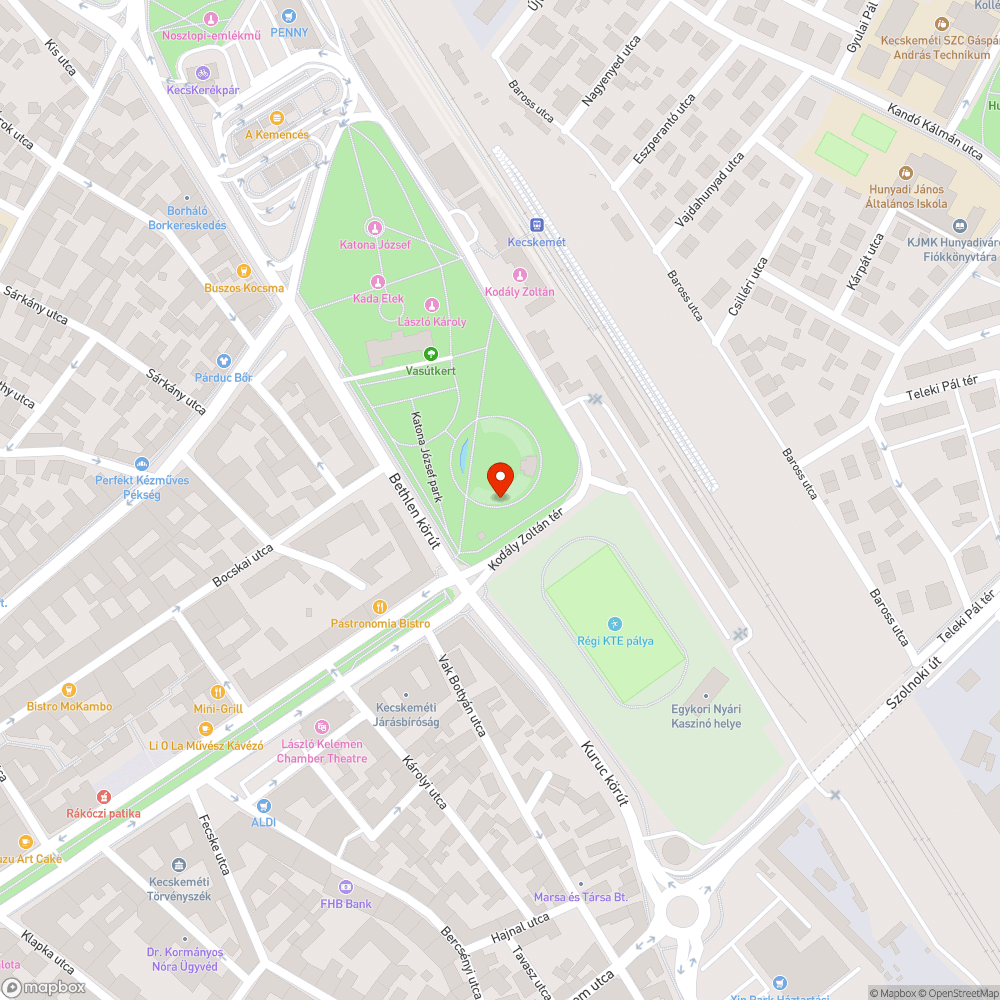 Nem működő szökőkút a Vasútparkban bejelentés helye