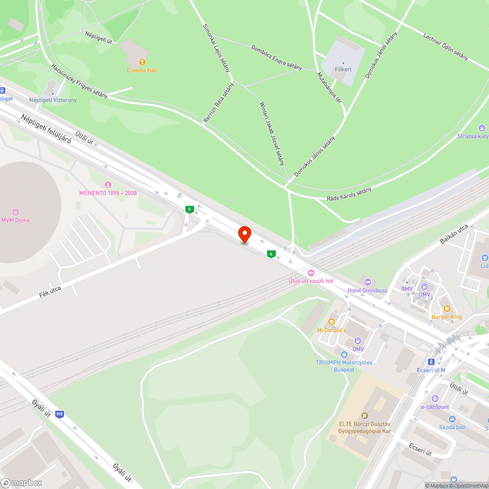 Hiányzó fák - Üllői út, vasúti felüljáró környéke bejelentés helye