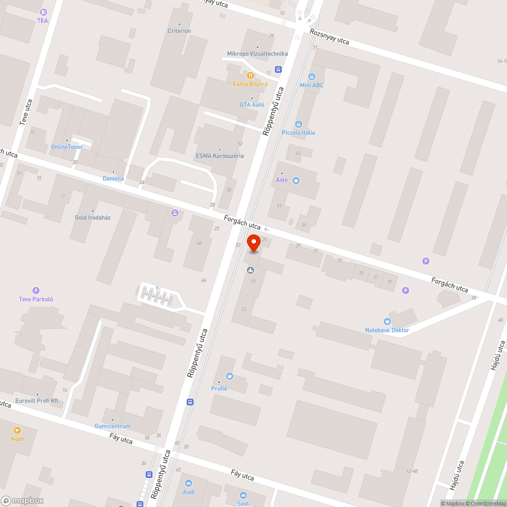 Kerékpáros útra belógó lombok bejelentés helye