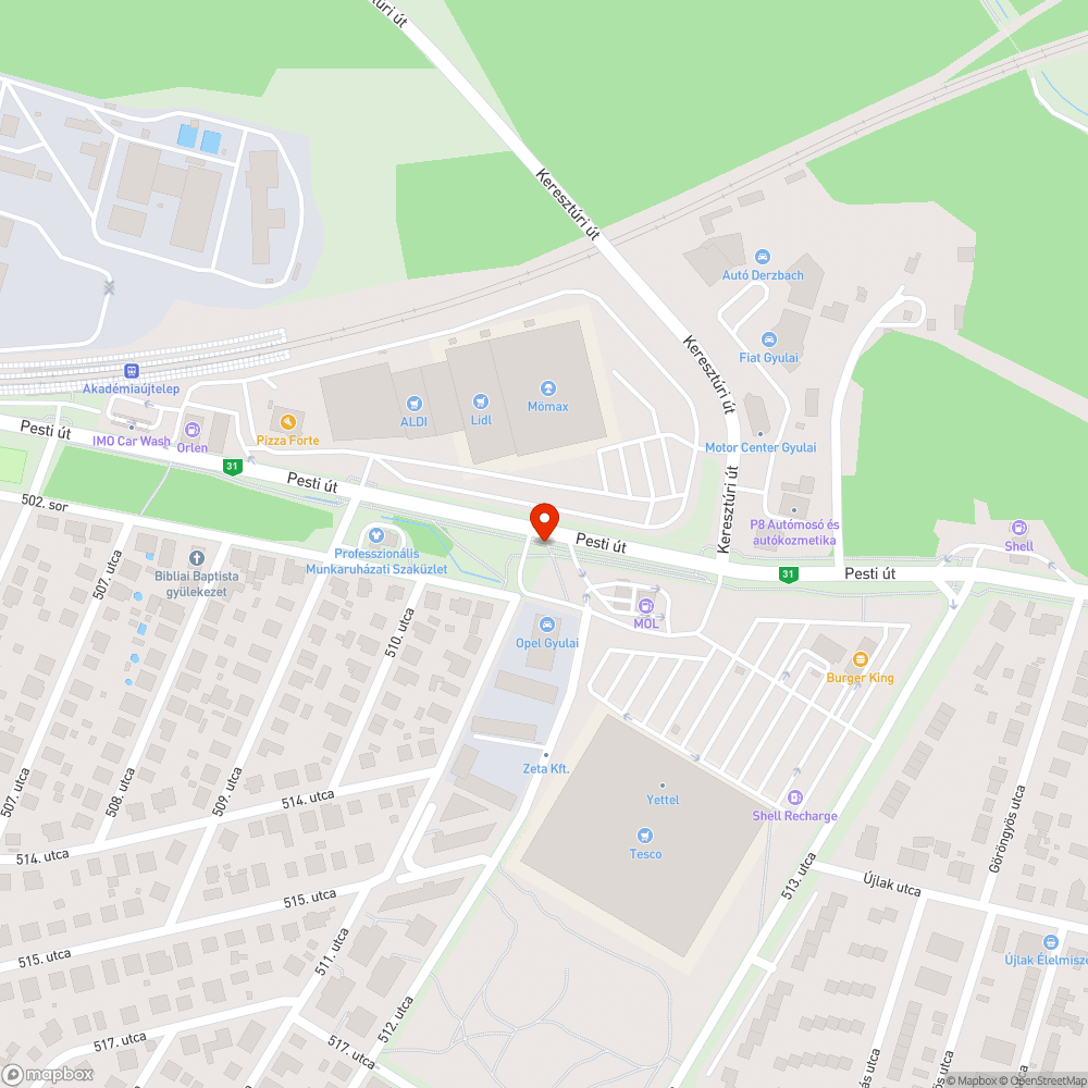 Hiányzó járda bejelentés helye