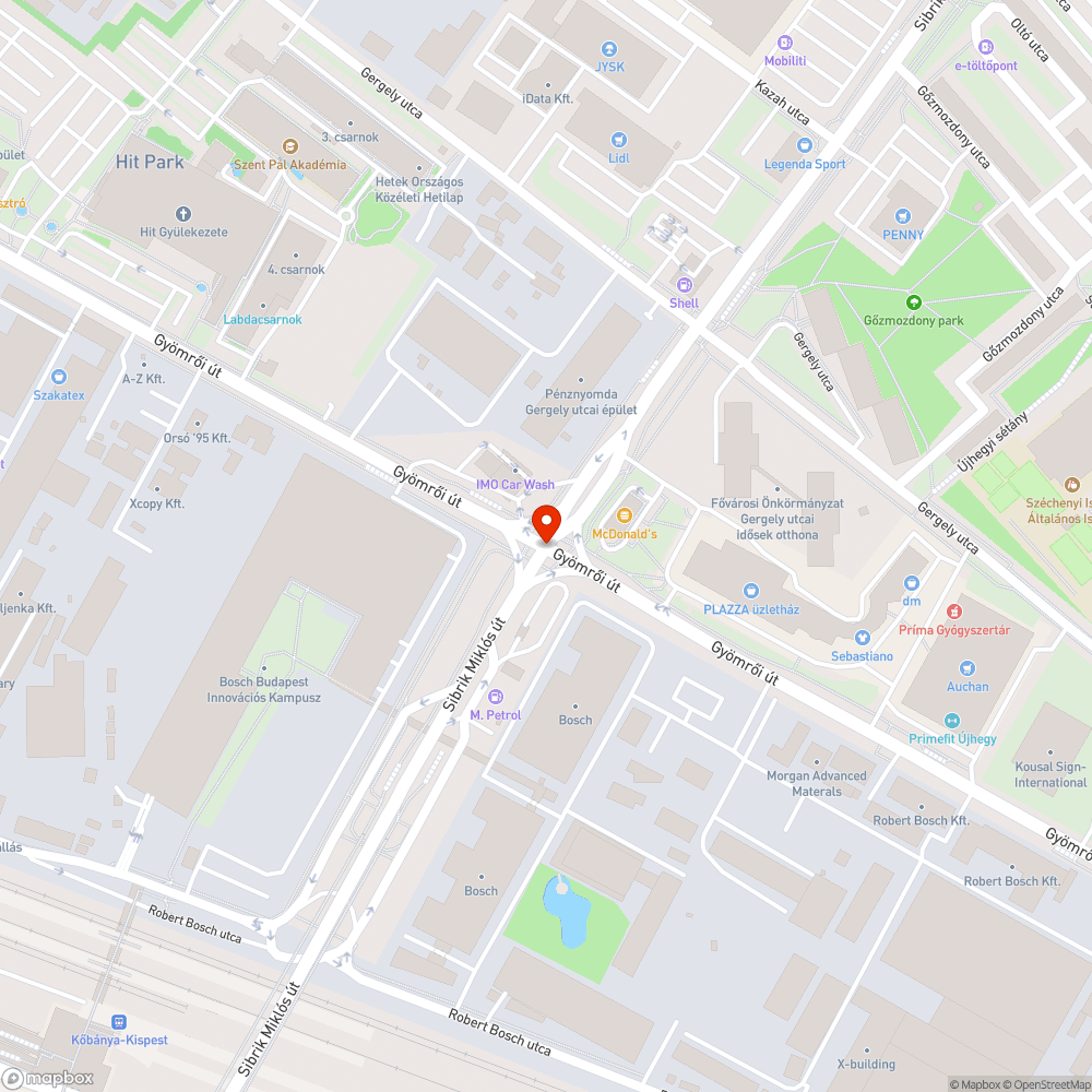 Kátyú a Sibrik Miklós - Gyömrői úti kereszteződésben bejelentés helye