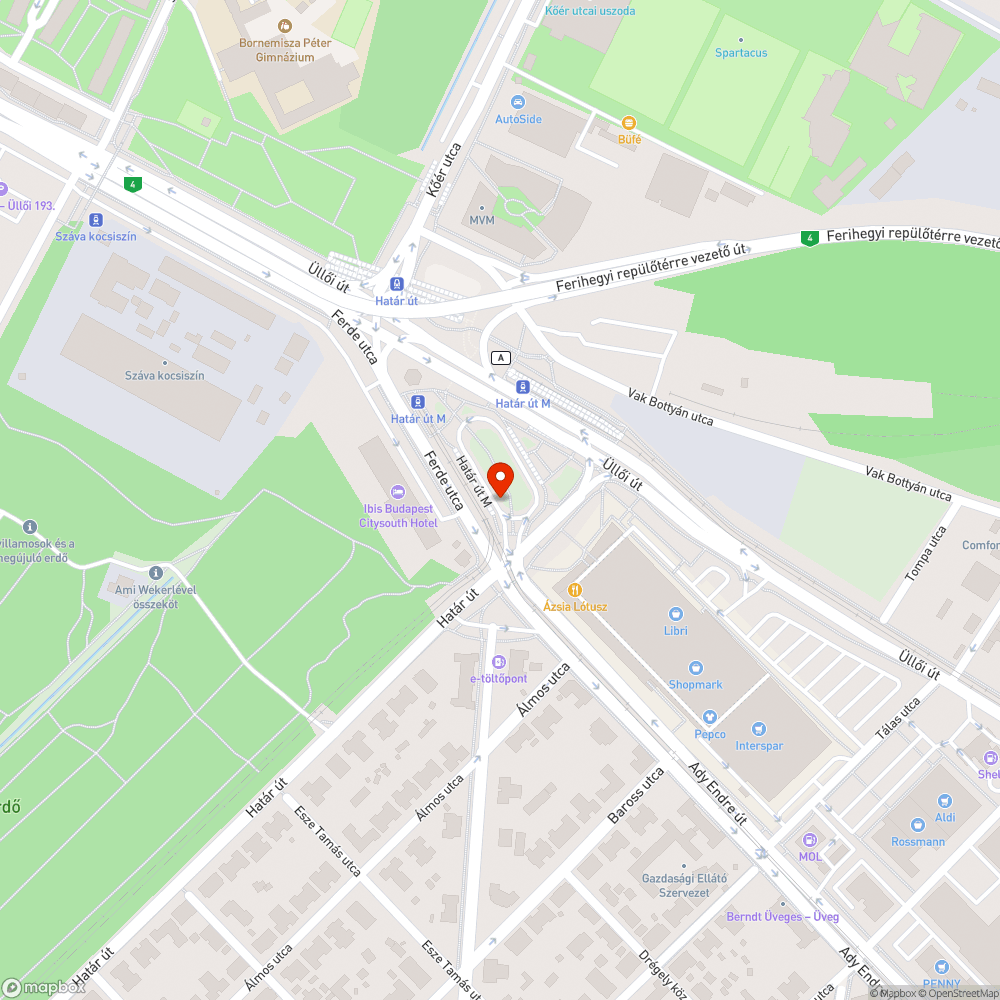 Betört üveg bejelentés helye