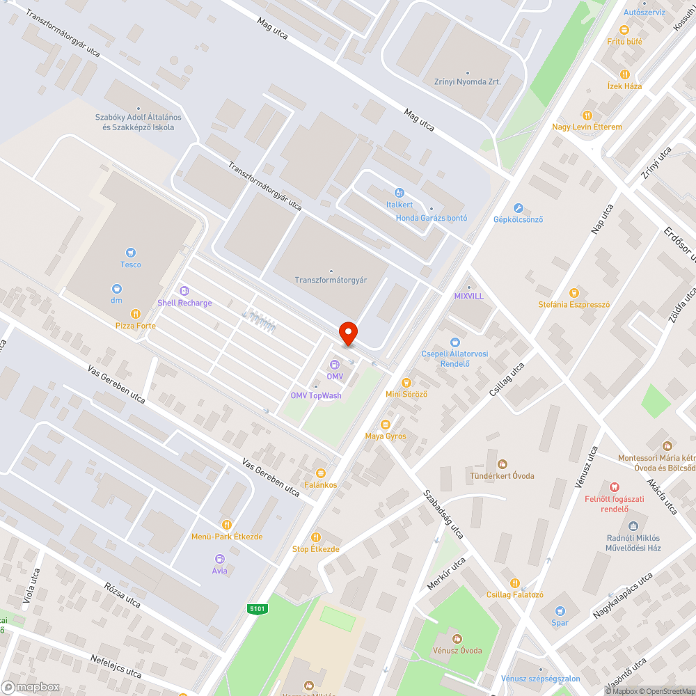 Csepel TESCO - OMV közös megközelítési út melleti járda és útpadka bejelentés helye