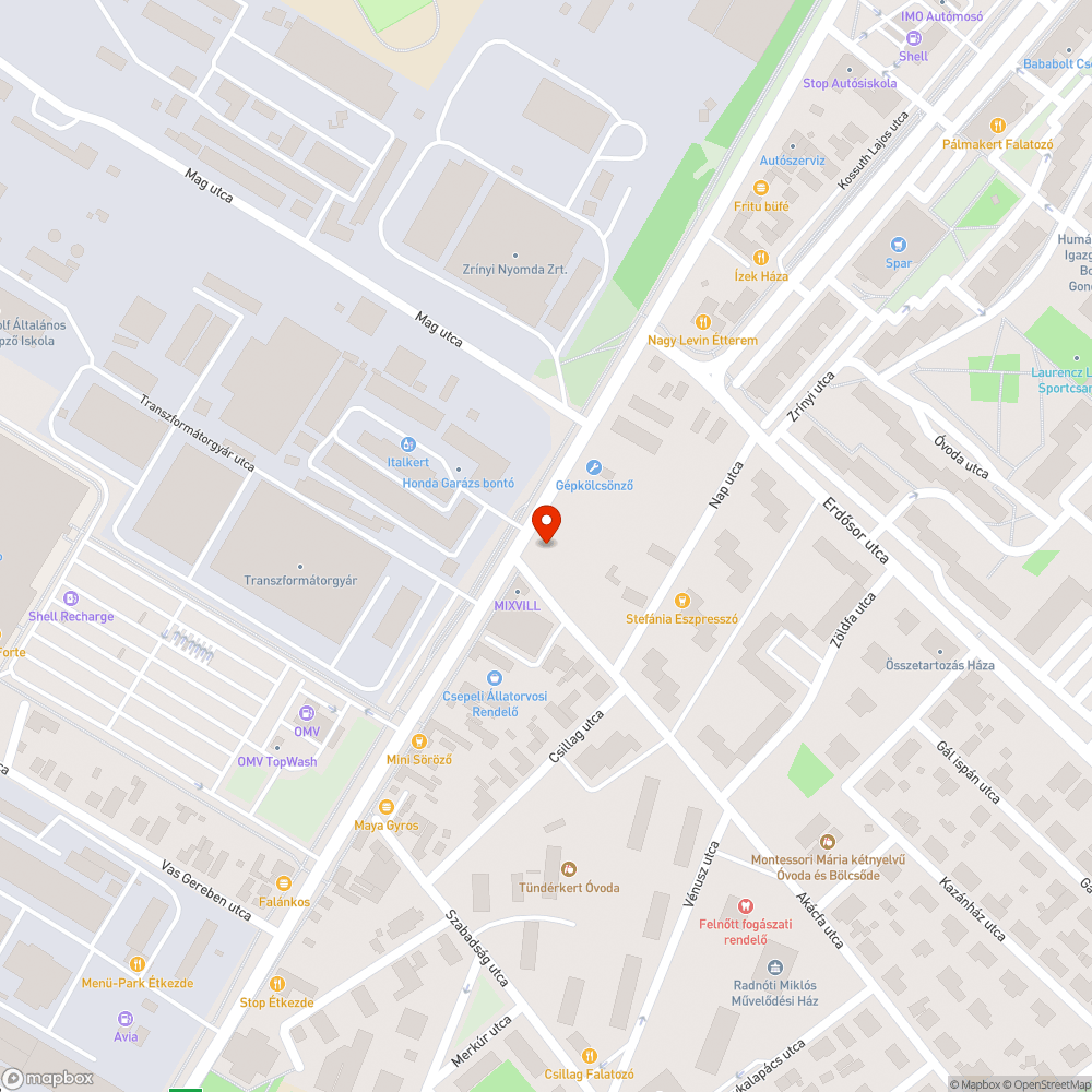 Csepel - Illegális szemétlerakat (Akácfa u. - Nap u. - II. Rákóczi Ferenc út) bejelentés helye